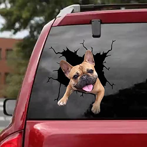 BYNYXI 4 Stück Hund Auto Aufkleber, 3D Labrador Aufkleber für Auto Personalisierte Aufkleber Lustige Französische Bulldogge Autoaufkleber Realistische Riss Hund Vinyl Autofenster Aufkleber-30cmx30cm