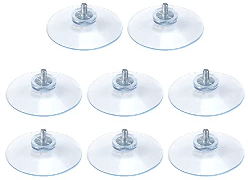 Faotup Lot de 8 pieds à ventouse M4 transparents avec écrou, 5,1 cm en plastique pour appareils électroménagers, étagère en verre, 5,1 x 5,1 x 3,5 cm, avec écrous