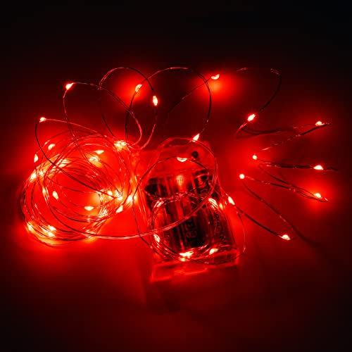 Karlling Fairy Lights Battery Operated, Led Christmas Lights for Bedroom and Christmas Decorations Indoor 16Ft Mini String Lights with 8 Flashing Modes and 8-16 Hours ON-Off Timer(Red,1 Pack)