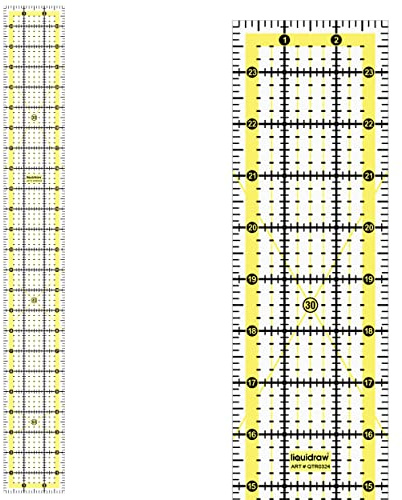 Liquidraw Rectangle Quilting Ruler, Transparent Acrylic, 3 x 24in | Clear, Bold Imperial Measurement Markings, Patchwork Quilting Template, Ideal For Sewing, Cutting and Measuring, 3mm Thick