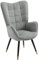 MEUBLE COSY Sessel Relaxsessel Lehnstühle Polstersessel Einzelsofa mit Vergoldeten Metallbeinen Ohrensessel für Wohnzimmer Schlafzimmer Büro Vanity, Stoff, Grau
