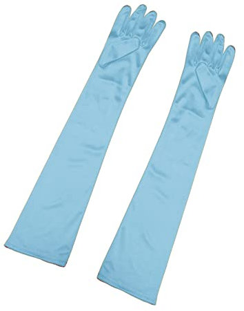 Allegra K Damen Lange Handschuhe 1920er Abend Party Vollfinger Fäustlinge Eleganter Opernhandschuh Glänzend Hellblau 1 Paar