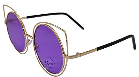 Komonee Wire Cat Eye Sunglasses Rose Gold Frame Purple Lens Tint Glasses Designer Ladies Womens UV400 Protection Classic Shades