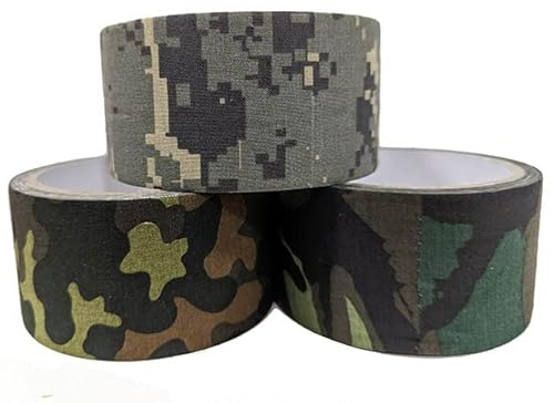 geo-versand 15 m - 3 Rollen Panzer Klebeband Gewebeband Tarnfarbe Camouflage Flecktarn Tape