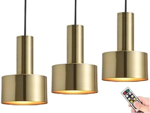 Mini Pendant Light Battery Operated with Remote,1 Light Modern Ceiling Small Hanging Lamp indoor Cordless Chandelier Metal Pendant Lighting Fixture Decor for Kitchen Island Bedroom Dining Room Bar ( C