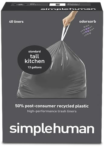 simplehuman 50% recycelte geruchsneutrale Müllbeutel mit Kordelzug, 40 Stück
