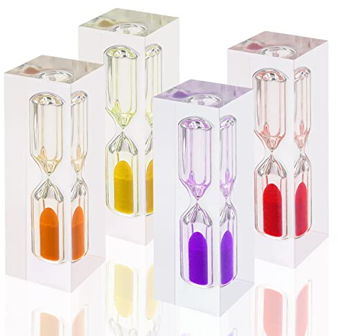 GZjiyu 4 Pcs Coloré Minuteur Sablier, 3 Min Sablier pour Enfant, Sablier de Chronométrage en Acrylique, pour Salle de Classe, Maison et Chambre d'enfant