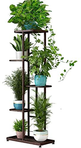 Uposao Metall Blumenregal Pflanzenregal 5-Tier 6 Töpfe, Mehrstöckig Blumenständer Pflanzenständer Blumenbank Blumentreppe Pflanzentreppe Standregal für Innen Außen Garten Balkon Deko