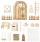 CPROSP 20tlg Wichteltür Zubehör Weihnachten Set, Elfentür Holz, Nissedor mit Miniatur Briefkästen, Zäun, Leiter, Stiefel, Kranz, Stiefel, Feentür Set für Kinder Geschenke