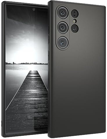 EAZY CASE - Silikon Hülle - kompatibel mit Samsung Galaxy S23 Ultra stoßfestes Abdeckung, Handyhülle, [Schlank, weich, flexibel], Matt Power, Unzerstörbare Sturzfestigkeit in Matt Schwarz