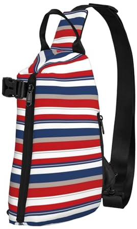 MQGMZ Unisex taktischer Schulter-Cross-Rucksack, verstellbar, Rot / Schwarz / Weiß, Rot, Blau, Weiß, Grau gestreift, Einheitsgröße