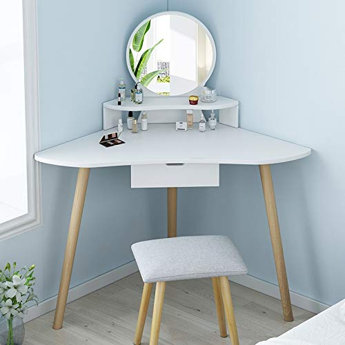 Generisch Schminktisch，Schreibtisch, Frisiertisch, einfaches Schlafzimmer, Promi-Wind-Make-up-Schreibtisch, integrierter Tisch, Kleiner Eck-Frisiertisch (Farbe: Argento) (Argento)