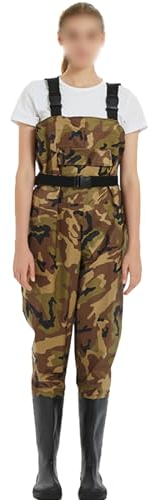 XZLZMYP Wathose Herren Damen Wathose Anglerhose Mit Stiefel Wathose Mit Brusttasche Und Verstellbarer Riemen Nylon Watstiefel Anglerhose Wasserdichte Rutschfest Matschhose,C,41
