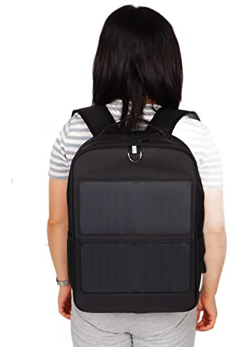 Annadue Mochila Solar, Mochila con Panel Solar de 14 W con Asa y Puerto de Carga USB, Mochila Impermeable para Exteriores, Bolsa de Viaje para Hombres y Mujeres