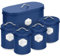 HEFTMAN Blue Kitchen Canister Set - Stylish 5 Piece Kitchen Storage Canisters for Bread, Biscuits - Sugar Coffee Tea Storage Set with Airtight Lids, Labelled Containers (5 PCS)