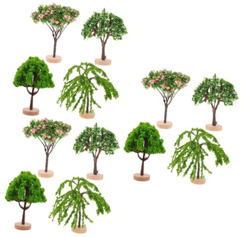 HOODANCOS 12 STK Simulierter Minibaum kleines Baumhaus für Pflanzen künstliches Grün Artificial Tree kunstpflanze grüne Landschaft Landschaftsmodell Simulationsbaummodell Plastik Green