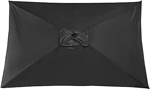 Ombrellone rettangolare di ricambio nero per giardino, spiaggia, balcone, piscina, 6 bracci, 3 x 2 m