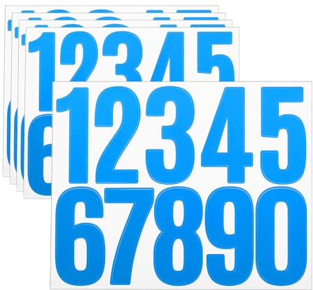 sourcing map 5 Sheets Vinyl House Numbers, 3 Inch Waterproof Self-Adhesive Number Stickers for Mailbox, Sign, Window, Door, Address Number, Blue