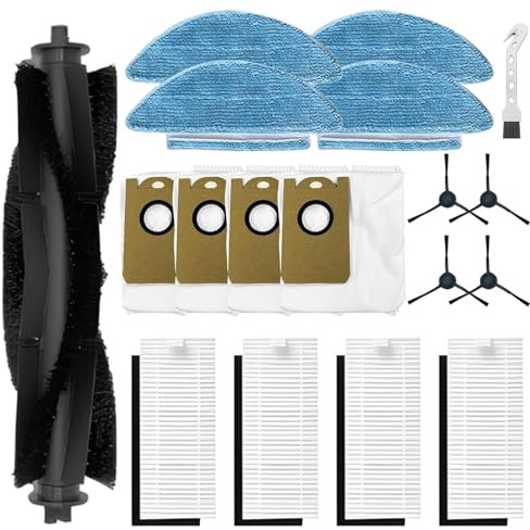 Fixbetter Zubehör-Set für Medion X20 SW+/MD11415 Roboter-Staubsauger-Ersatzteile. 1 Hauptwalzenbürste, 4 Hepa-Filter, 4 Wischpads, 4 Seitenbürsten, 4 Staubbeutel, 1 Bürste (18 Stück)