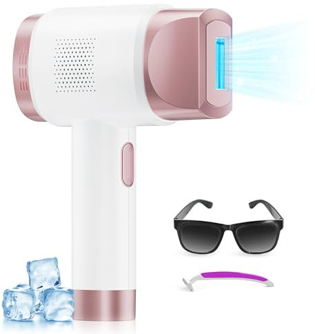 21J Eiskühlung Geräte Haarentfernung, Entferner Haarentfernungsgerät mit 9 Energiestufen, Entferner für Frauen Männer, Gesicht Bikini Arm Bein