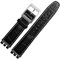 MHYATIO Kompatibel mit SWATCH YCS YAS YGS IRONY Serie Weiches Rindsleder-Armband 17 mm 19 mm Herren-Damen-Armband Blau Schwarz Braun Uhrenarmband mit Werkzeug(07 Black White,17mm)