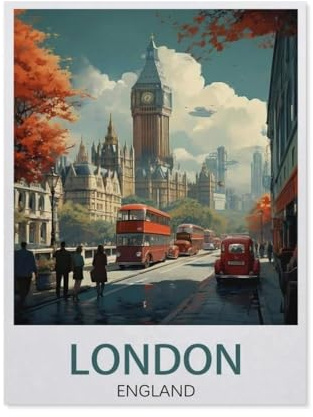 BEAYODKP Rue de Londres Angleterre，Peinture par Numéro Kits pour Adultes sur Toile Décoration De La Maison Art Image Cadeau（20x30cm） 7,8x11,8 pouces-AW62
