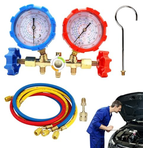 Acunny AC Freon Gauge, AC -Diagnosewerkzeug | Professionelle multifunktionale Wechselstrom -Freon -Anzeige,Tragbares Kältemittel -Testgerät, Zubehör für Kühlsysteme für die Autoklimaanlage