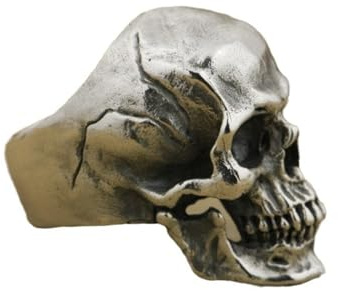 MAGIIE Punk Gotico Rock Anello Uomo Teschio Cranio,Anello in Acciaio Inossidabile per Uomo,Skull Ring Grandi Anelli Vampiro Chevalier Halloween (Argento roton, 22)