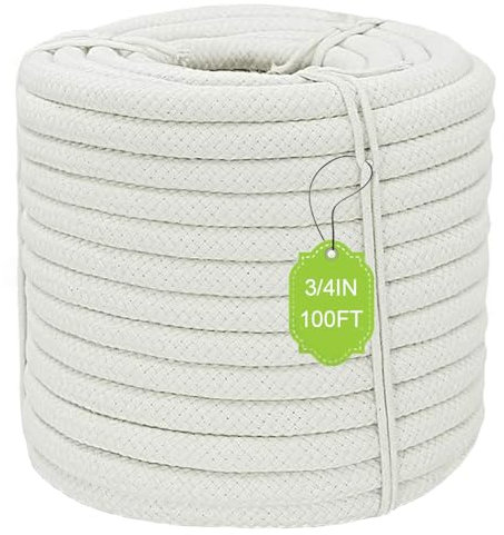 YUZENET Corde tressée en coton blanc (1,9 cm x 30,5 m)