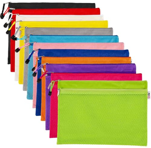 Dokumententasche mit Reißverschluss A4, Wasserdichte Doppel Nylon Mesh Tasche Oxford Reißverschlusstasche, Zipper Pockets für Datei,Papier, Quittungen, Kosmetika