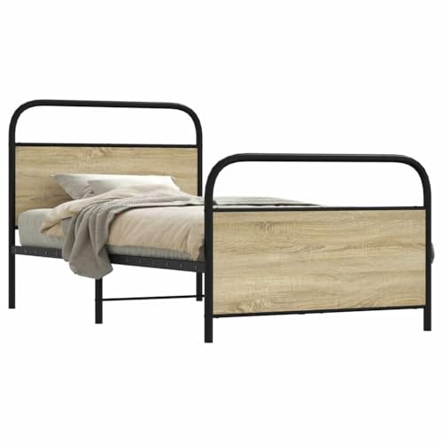 Bettgestell ohne Matratze 90x190 cm Einzelbett Sonoma Eiche Holzwerkstoff