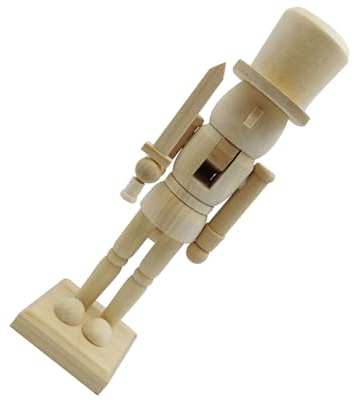 Amosfun Unpainted Wooden Nutcracker Soldier DIY Christmas Ornament Blank Puppet Craft for Holiday Decoration and Creative Painting Project