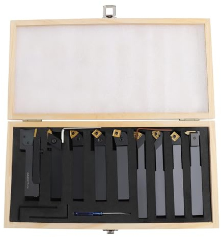9 Tlg Drehstahl Satz 20Mm Mit Wendeplatten DrehmeißEl-Set DrehstäHle DrehmeißEl Set DrehstäHle AbstechmeißEl Geeignet Mit Aufbewahrungskoffer FüR DrehbäNke Stahl/Stahlguss