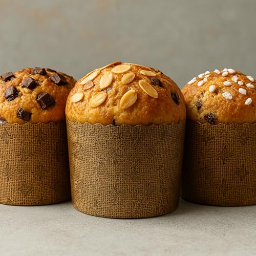 Bäckerei Spiegelhauer Panettone Backform 500g aus Papier 20er-Set I Fettdichte und stabile Einwegformen I Maße HxD: 9,5 x 13,4 cm