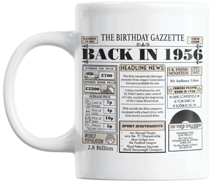 Gift Island 70th Birthday Gifts Mug for Women & Men | Born in 1956 Birthday Gifts & 70th Mug | Gift for Mum & dad, Uncle & Auntie, Granny & Grandad | Gift for Seventy Years Old | 11oz Coffe (1956)