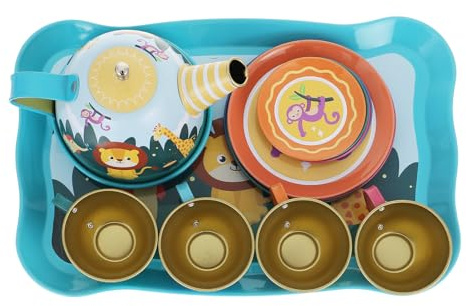 Parliky Blech Teeservice Spielset für Mädchen 14 Stück mit Teekanne und Tassen Nachmittagstee von Farben und Denkvermögen Rollenspielküche Geburtstagsgeschenk