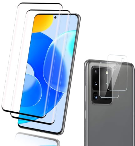 Carantee Verre Trempé pour Samsung Galaxy S20 Ultra - 2+2 Pièces Protection Écran 3D avec Caméra, Dureté 9H 0,33mm Anti-Rayures, Vitre Protection, Toucher Sensible, HD Sans Bulles Protection écran