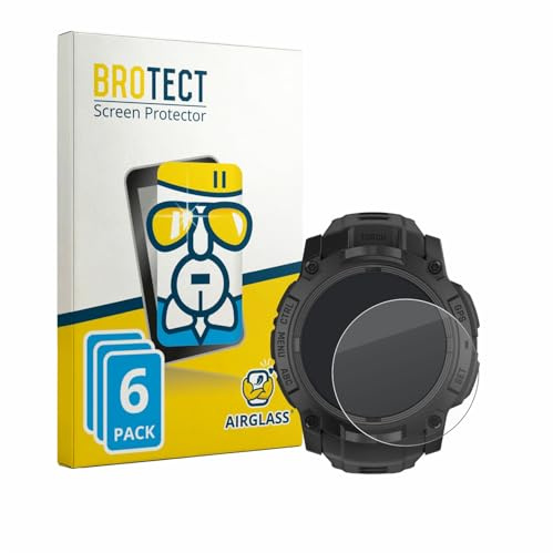 BROTECT 6 Stück Schutzglas für Garmin Instinct 3 Tactical Edition (50 mm) Schutzfolie Panzer Folie Glas[Extrem Kratzfest, Anti-Fingerprint, Ultra-]