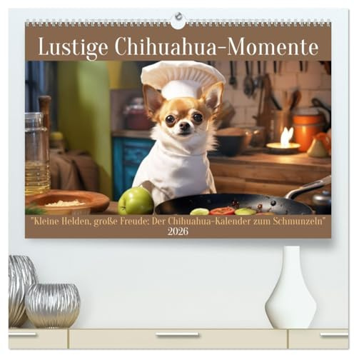 Lustige Chihuahua-Momente (hochwertiger Premium Wandkalender 2026 DIN A2 quer), Kunstdruck in Hochglanz: Kleine Helden, große Freude. Der Chihuahua-Kalender zum Schmunzeln (CALVENDO Spass)