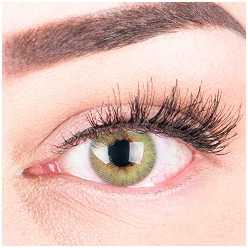 GLAMLENS Lenti a contatto colorate verdi Rose Green - mensili - con porta lenti a contatto - verde naturali in silicone idrogel - 2 pezzi - DIA 14.0 - senza correzione 0.00 diottrie lente a contatto