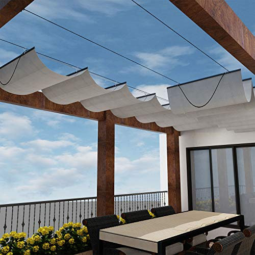 Windscreen4less Tenda parasole retrattile, 90,6 x 30,5 cm, copertura scorrevole per pergola, patio, terrazza, cortile, gazebo da esterno (grigio chiaro)