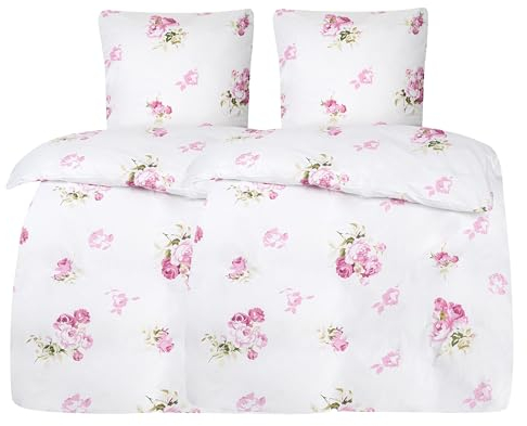 Moon 2er Pack Rosemarie Bettwäsche Set 135x200 / 80x80 cm - Elegantes florales Muster, 100% Baumwolle, Premiumqualität mit Reißverschluss