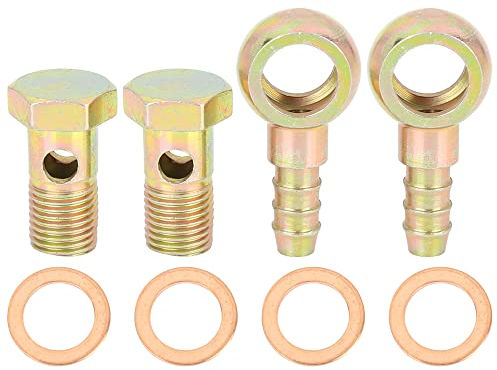 X AUTOHAUX 2 Sets 14mm Diamètre Banjo Tuyau Barbelé Boulon Raccords Métal pour Voiture