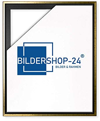 Bildershop-24 Schattenfugenrahmen mit Schattenfuge Lemgo Rahmen für Keilrahmenbilder und Leinwände 100 X 100cm Schwarz Goldglanz Antik