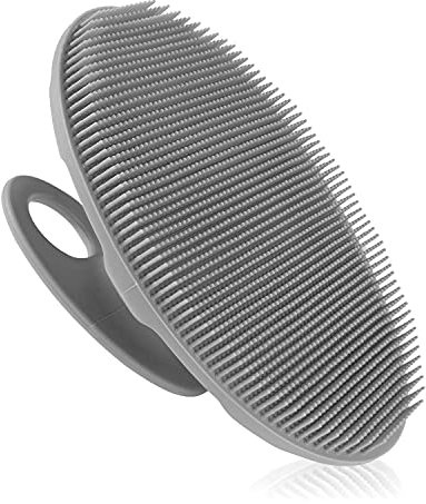 INNERNEED Soft Silicone Body Cleansing Brush Shower Scrubber, Gentle Exfoliating and Massage for all Kinds of Skin (Gray)
