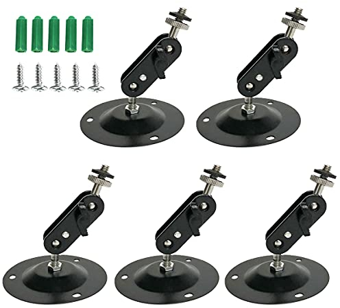 Smavles Wall Ceiling Camera Brackets 5Pcs Camera Brackets Security Wall Mount Adjustable Indoor and Outdoor Mount Bracket (Black)
