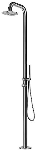 OGOMONDO Colonna Doccia Acciaio Inox Summer a Pavimento da Giardino da Esterno Outdoor con Doccia e Flessibile