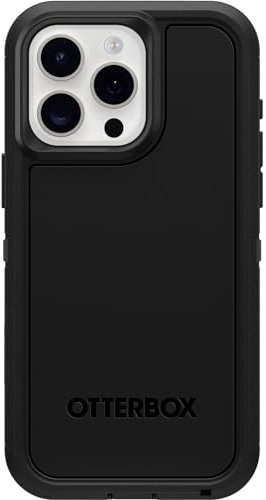 OtterBox iPhone 15 Pro MAX (Only) Defender Series XT Case - BLACK, screenless, rugged, snaps to MagSafe, lanyard attachment