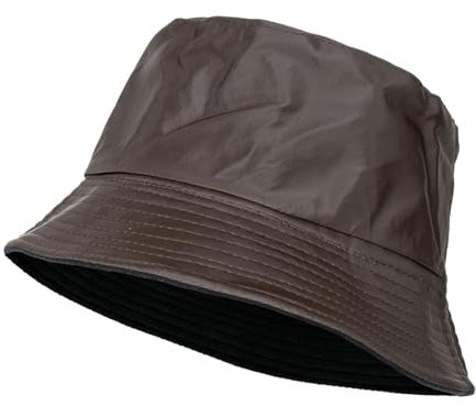 QILZO Faltbarer wasserdichter Regenhut Größe S - 55CM, Fischerhut, Kappe für Damen und Herren, Kappe mit Innenfutter, ideal für Wandern, Outdoor-Sport (Braun)