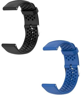2 Piezas Correa Compatible con Polar Unite Correas para Mujer Hombres, 20mm Deportiva Suave Transpirable Silicona Pulsera para Polar Unite Smartwatch Brazalete, Negro+Azul